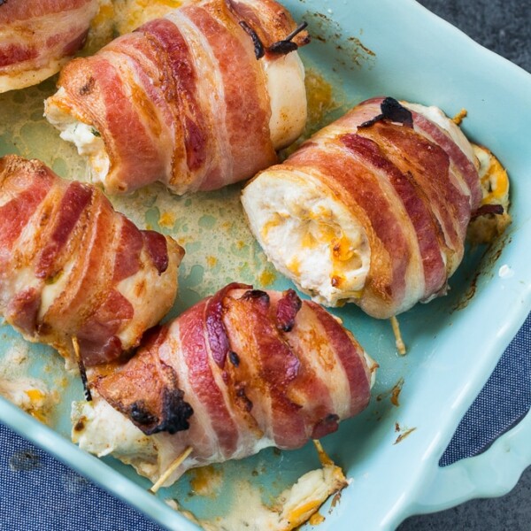 Bacon Wrapped Jalapeno Popper Stuffed Chicken