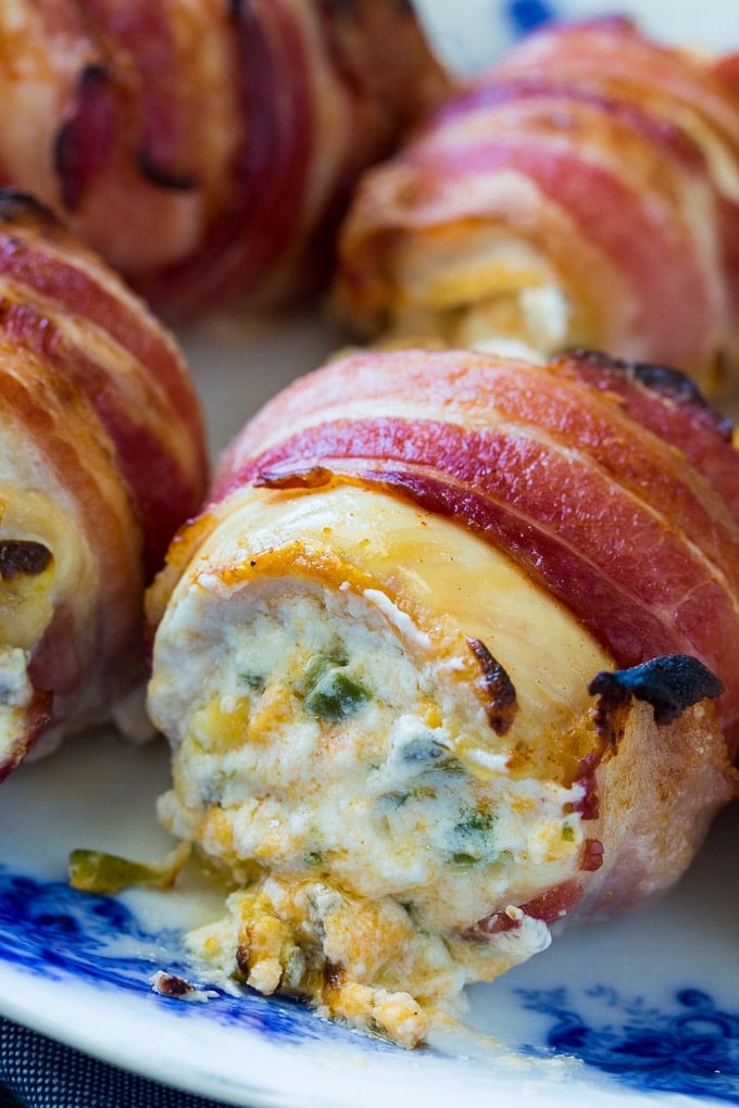 Bacon Wrapped Jalapeno Popper Stuffed Chicken makes a low carb meal