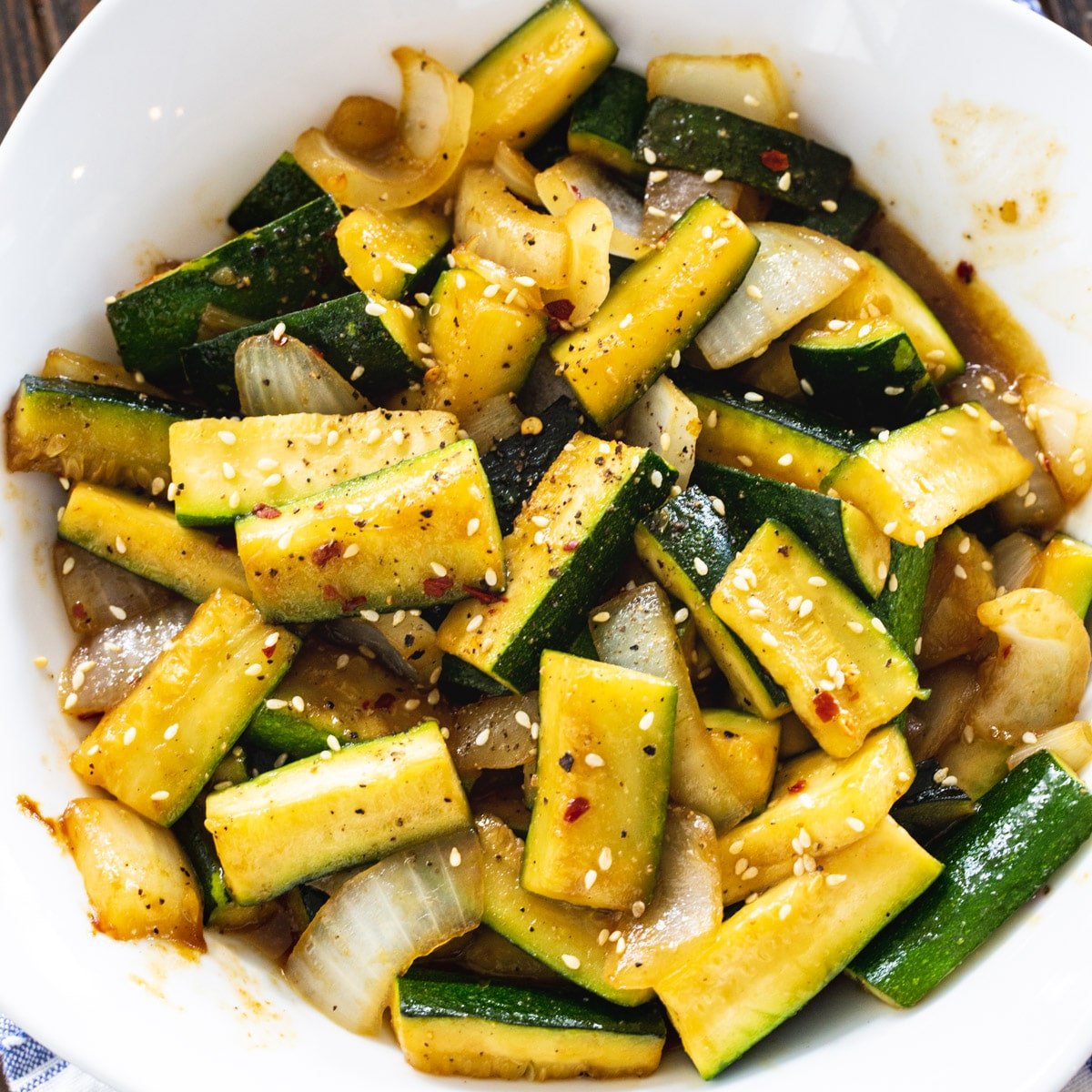 Japanese Zucchini in a white bowl.