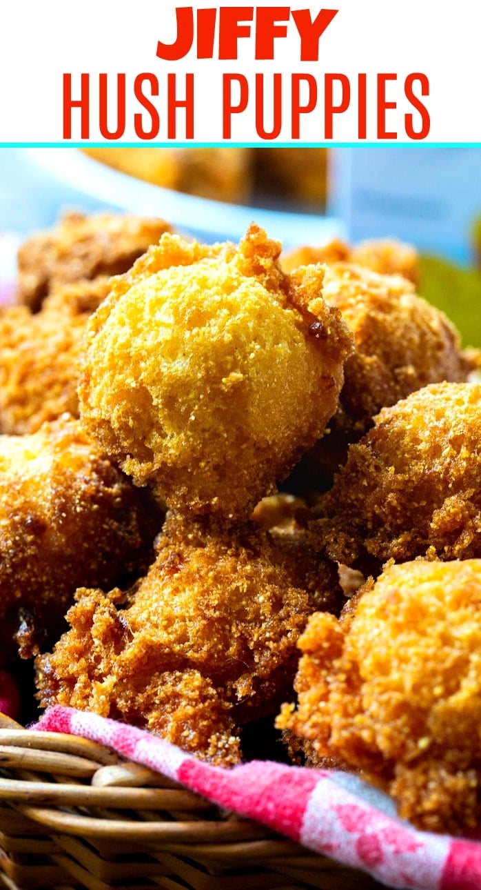 close-up of hush puppies in a basket