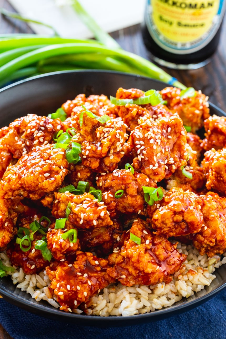 Korean Fried Chicken in a black bowl.