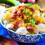 Loaded Ranch Potato Salad in a serving bowl.