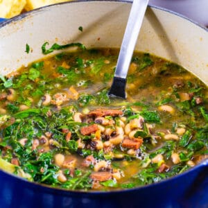 Dutch Oven full of Black-Eyed Pea Soup