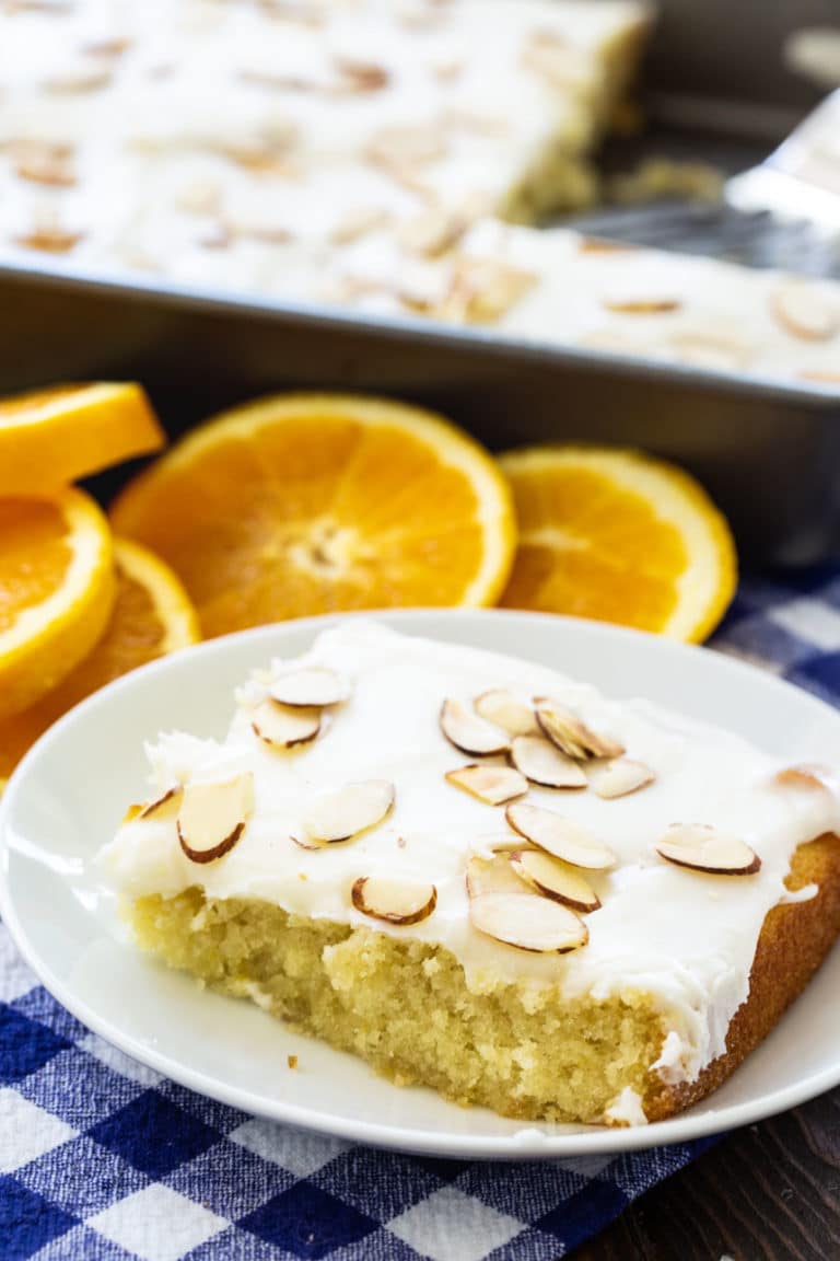 Orange Almond Sheet Cake Spicy Southern Kitchen