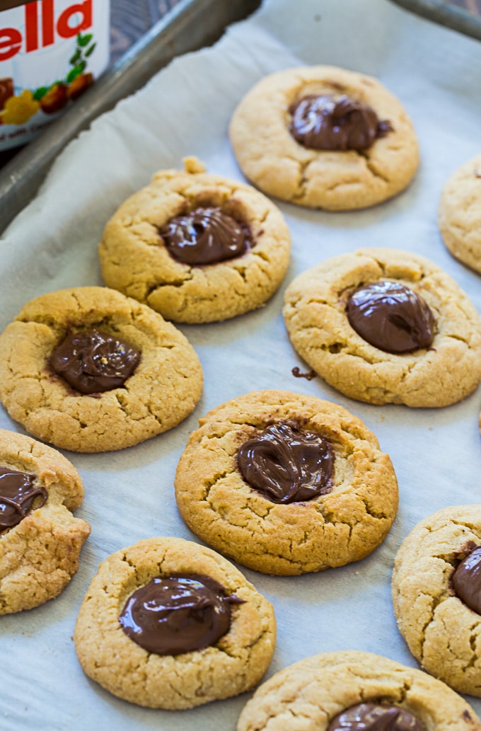 Peanut Butter Thumbprint Cookies with Nutella