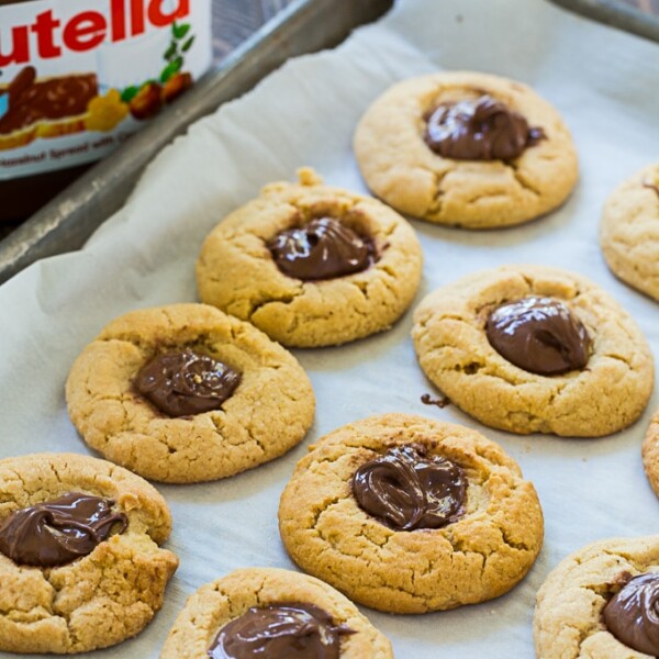 Peanut Butter Thumbprint Cookies with Nutella