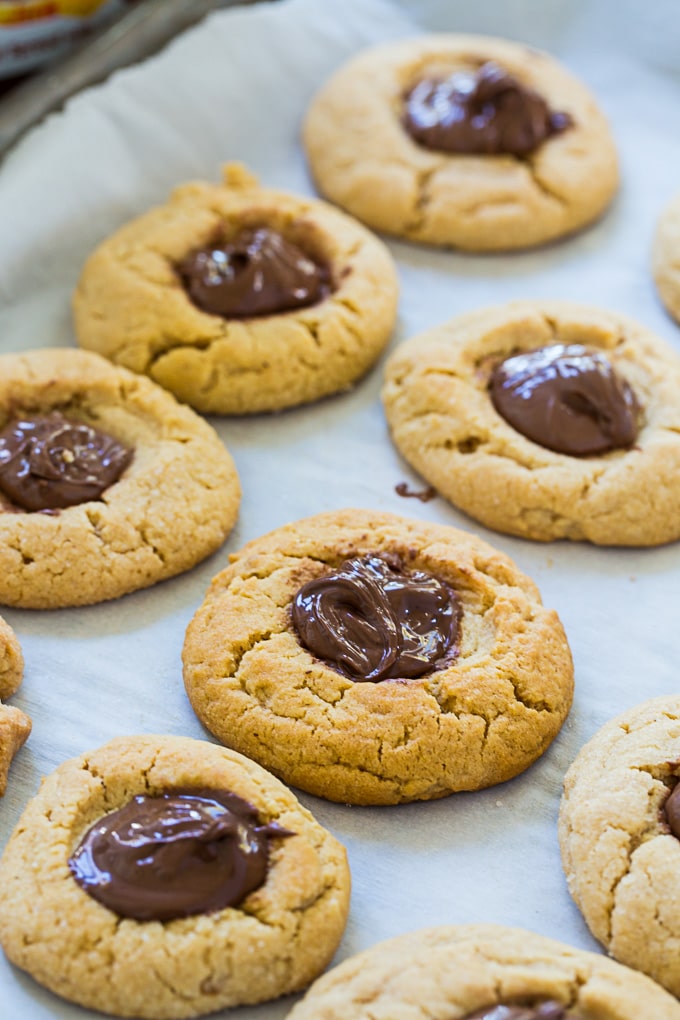 Peanut Butter Thumbprint Cookies with Nutella