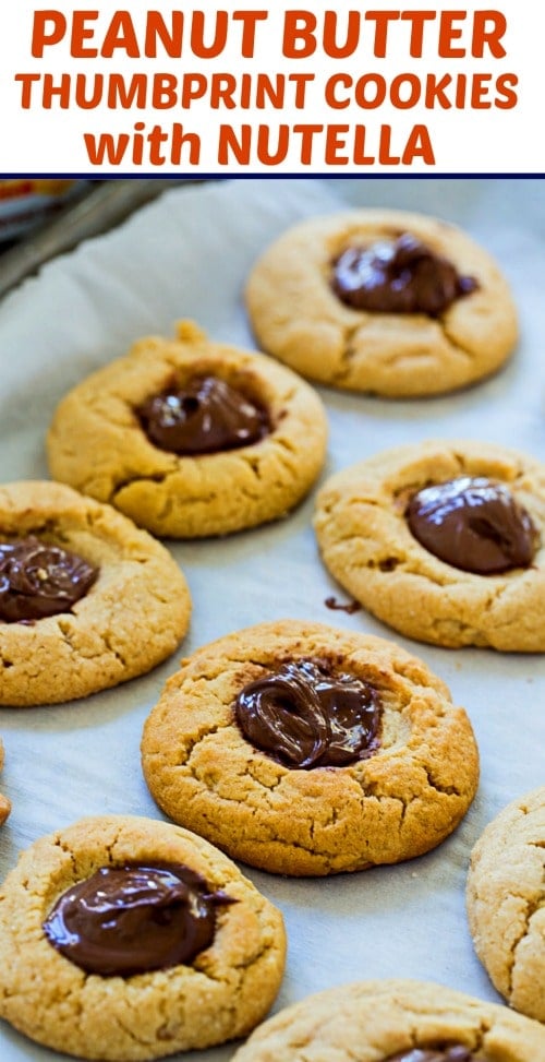 Peanut Butter Thumbprint Cookies with Nutella