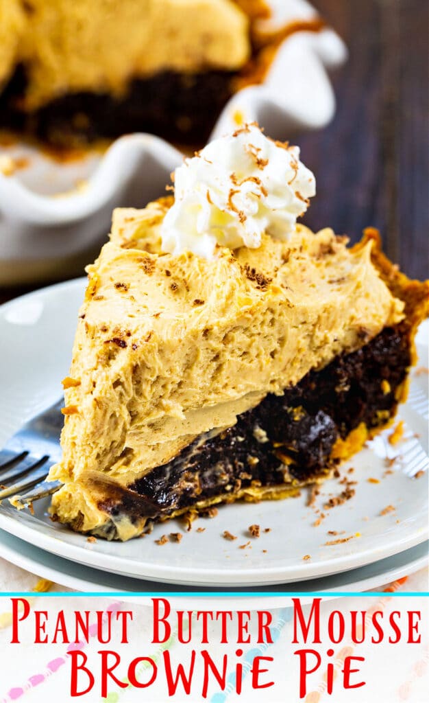 Peanut Butter Mousse Brownie Pie - Spicy Southern Kitchen