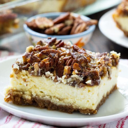 Pecan Pie Cheesecake Bars - Spicy Southern Kitchen