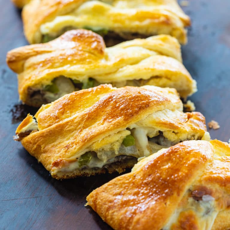 cheesesteak crescent braid