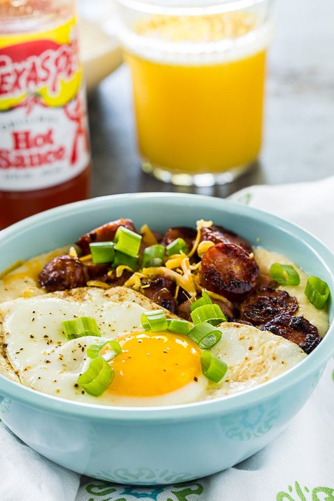Cheese Grits Bowls with Smoked Sausage