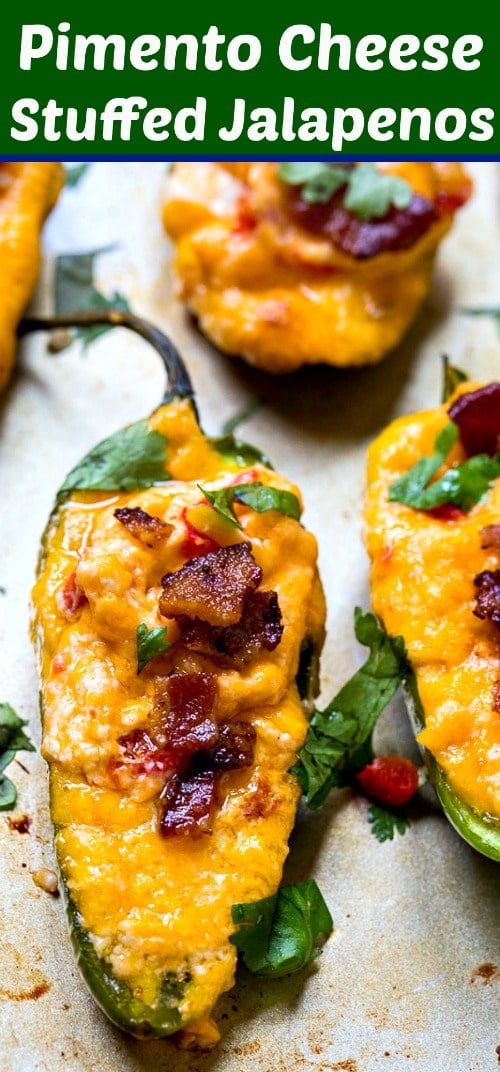 Pimento Cheese Stuffed Jalapenos #appetizers #bacon #spicy