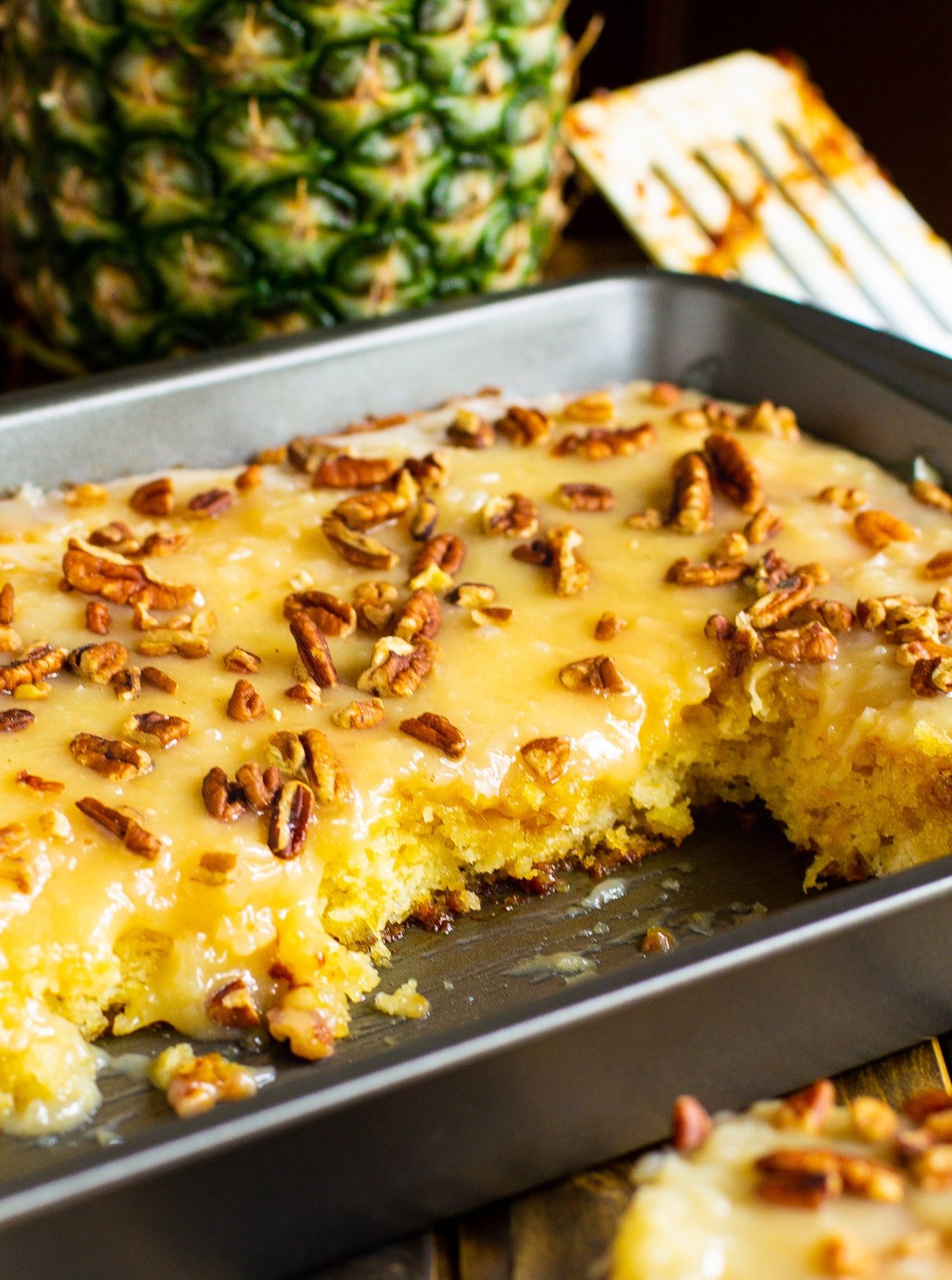 Pineapple Sheet Cake in 9x13-inch pan.