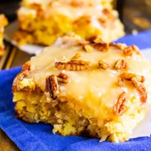 Close-up of slice of Pineapple Cake.