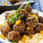 Polynesian Meatballs on a bed of rice.