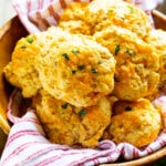 Red Lobster Biscuits in a wooden bowl.