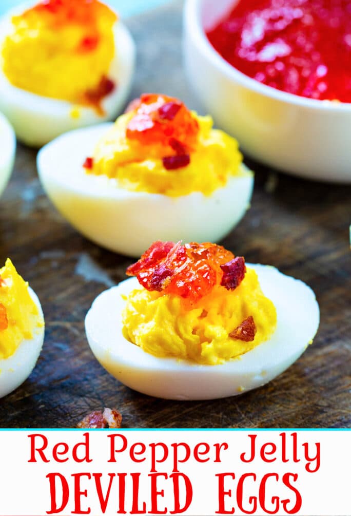 Red Pepper Jelly Deviled Eggs With Bacon Spicy Southern Kitchen