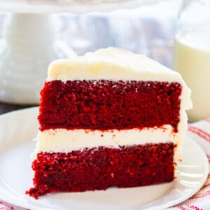 Slice of Red Velvet Cake on a plate.