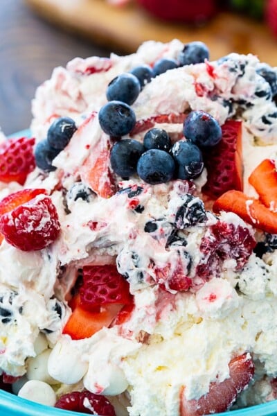 Red, White & Blue Cheesecake Salad - Spicy Southern Kitchen