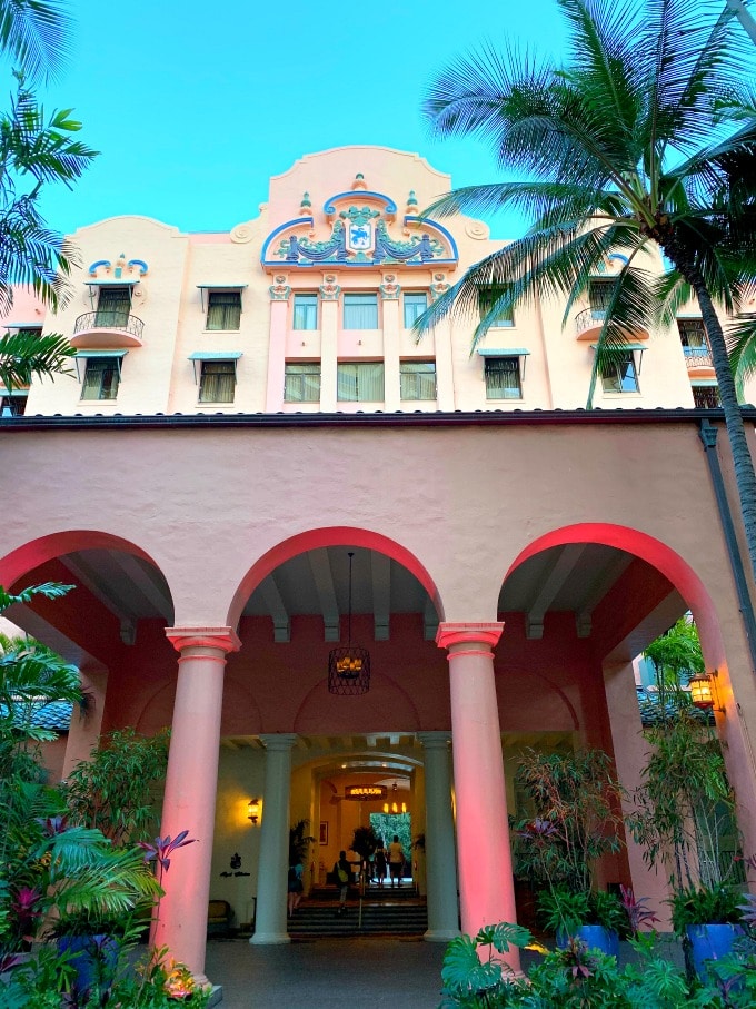 Facade of Royal Hawaiian in Waikiki