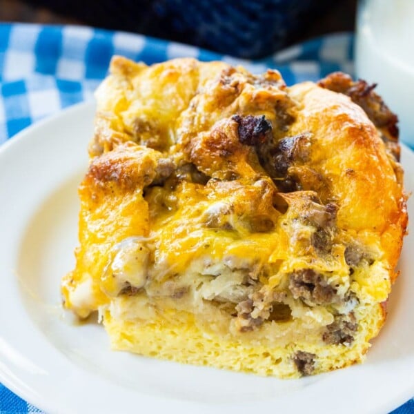 Slice of English Muffing Breakfast Casserole