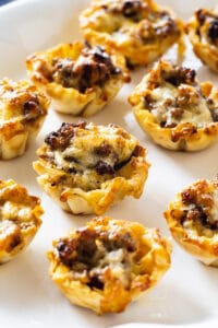 Sausage Ranch Phyllo Cups on a plate.