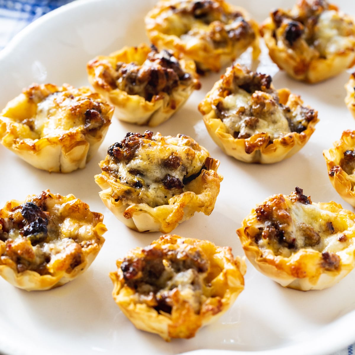 Sausage Ranch Phyllo Cups on a plate.