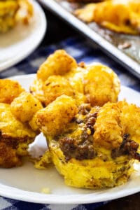Sausage and Cheese Tater Tot Cups on a plate.