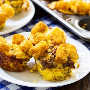 Sausage and Cheese Tater Tot Cups on a plate.
