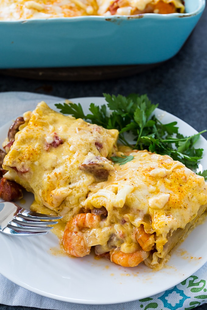 Cajun Shrimp Lasagna Roll-Ups