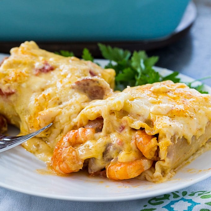 Cajun Shrimp Lasagna Roll Ups Spicy Southern Kitchen