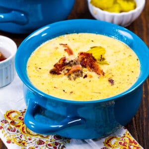 Bowl full of Slow Cooker Bacon Cheeseburger Soup