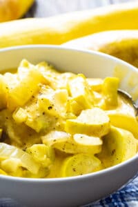 Slow Cooker Cheesy Squash in a bowl.