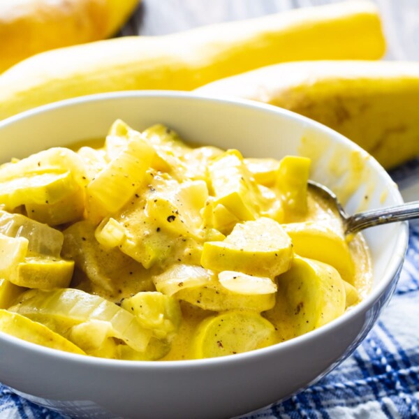 Slow Cooker Cheesy Squash in a bowl.