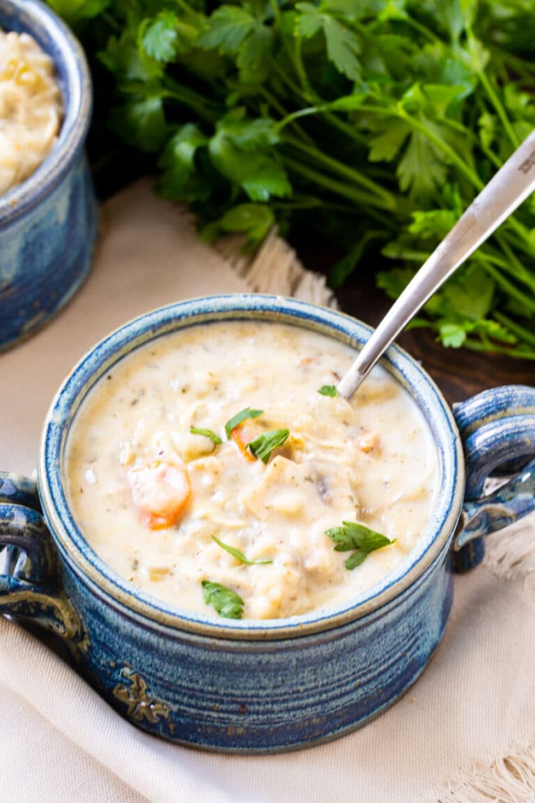 Slow Cooker Creamy Chicken Wild Rice Soup - Spicy Southern Kitchen