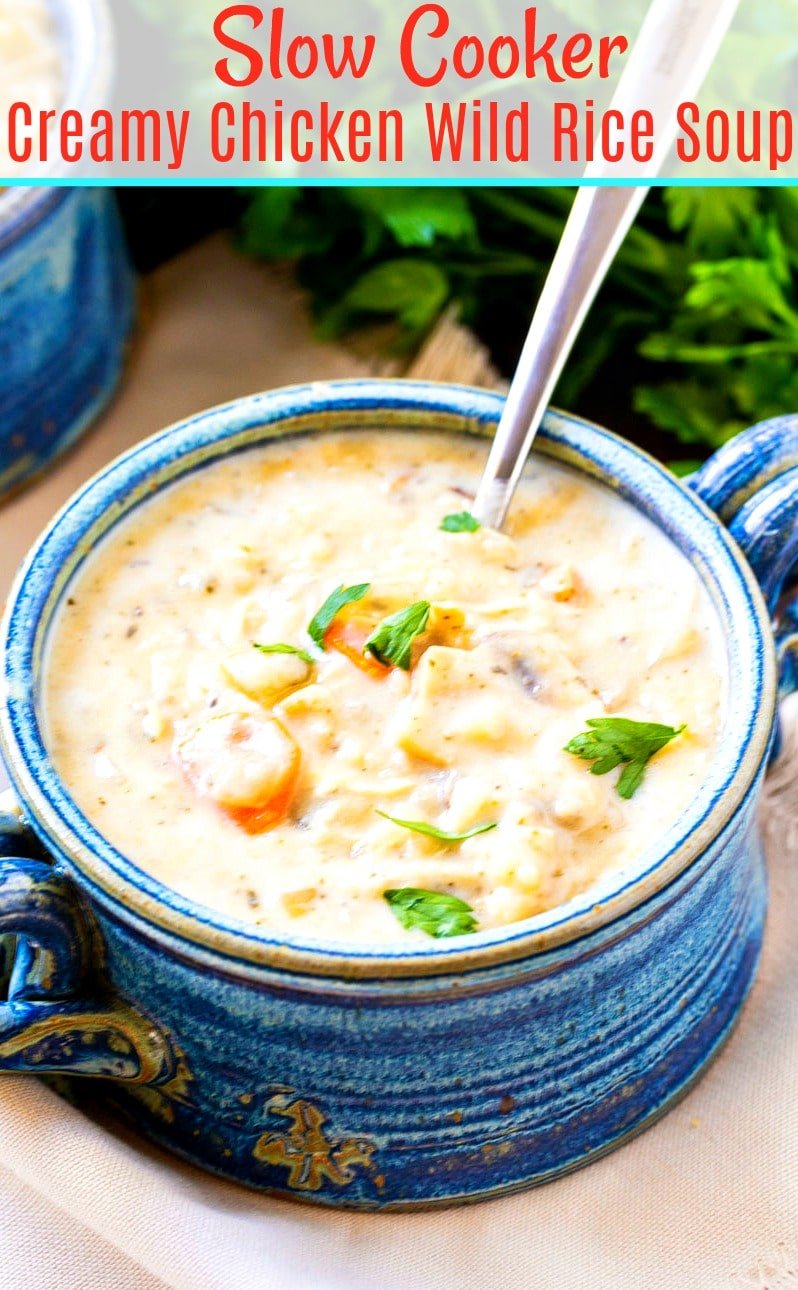 Slow Cooker Creamy Chicken Wild Rice Soup - Spicy Southern Kitchen