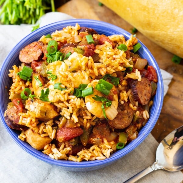 Slow Cooker Jambalaya in a bowl.