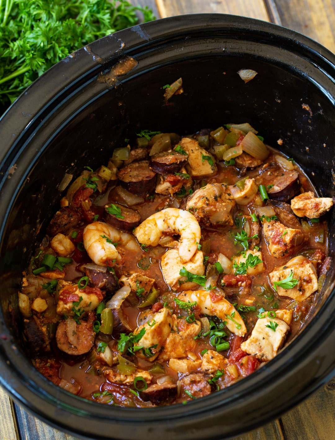 Jambalaya in a slow cooker.