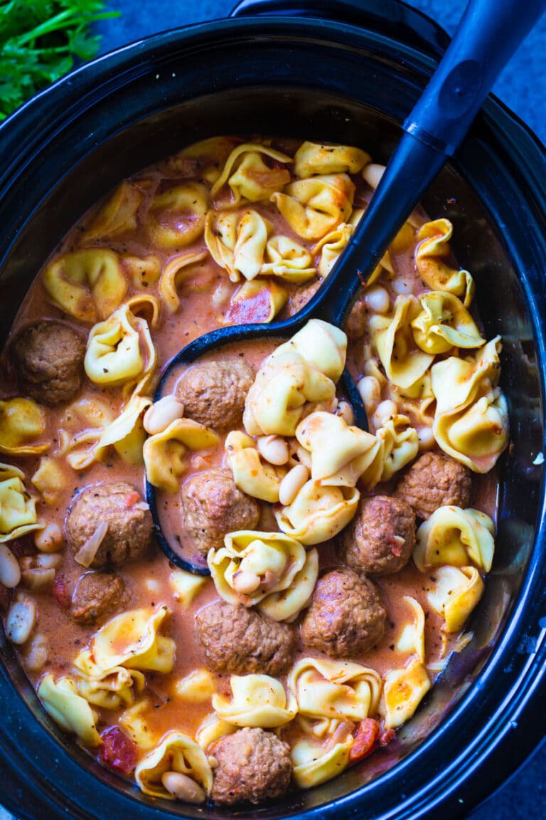Slow Cooker Meatball and Tortellini Soup Spicy Southern Kitchen