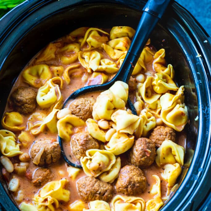 Slow Cooker Meatball and Tortellini Soup