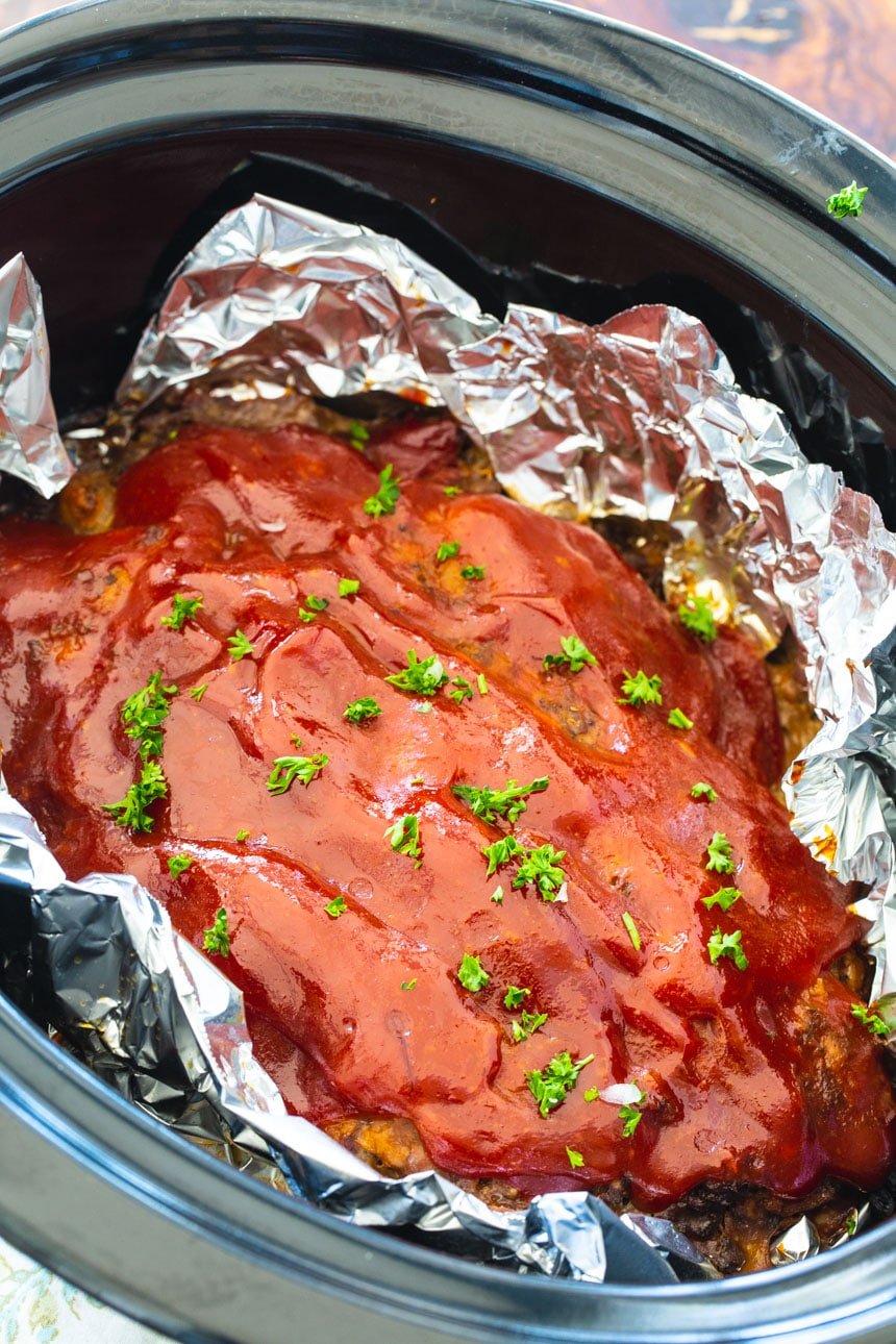 Crockpot Meatloaf with Brown Sugar Glaze