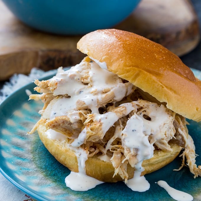 Slow Cooker Pulled Chicken with Alabama White BBQ Sauce