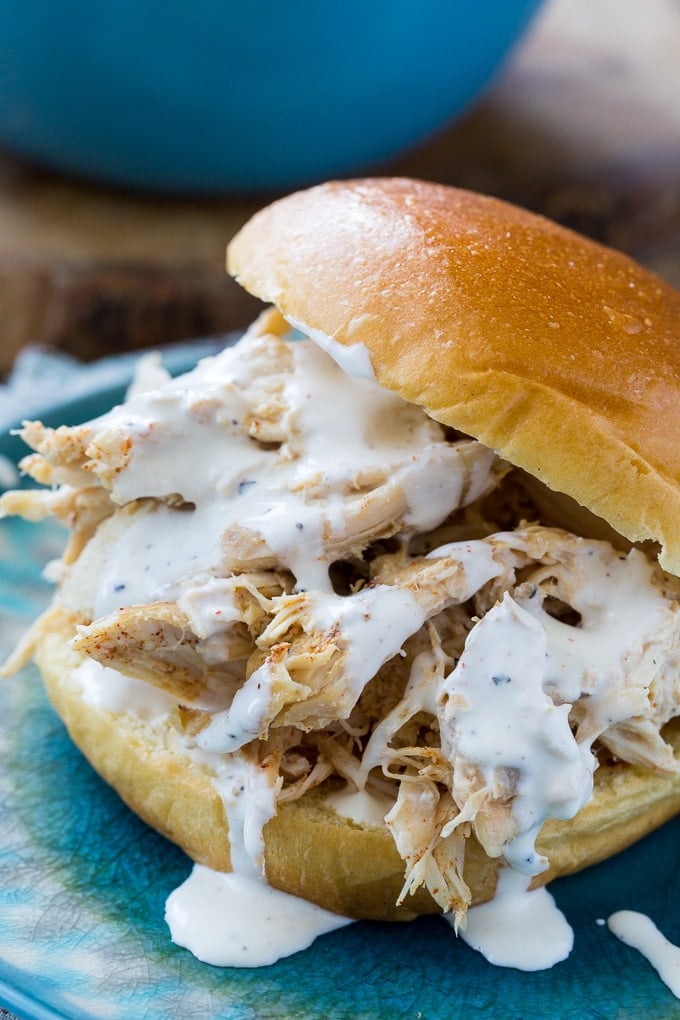 Slow Cooker Pulled Chicken with Alabama White BBQ Sauce