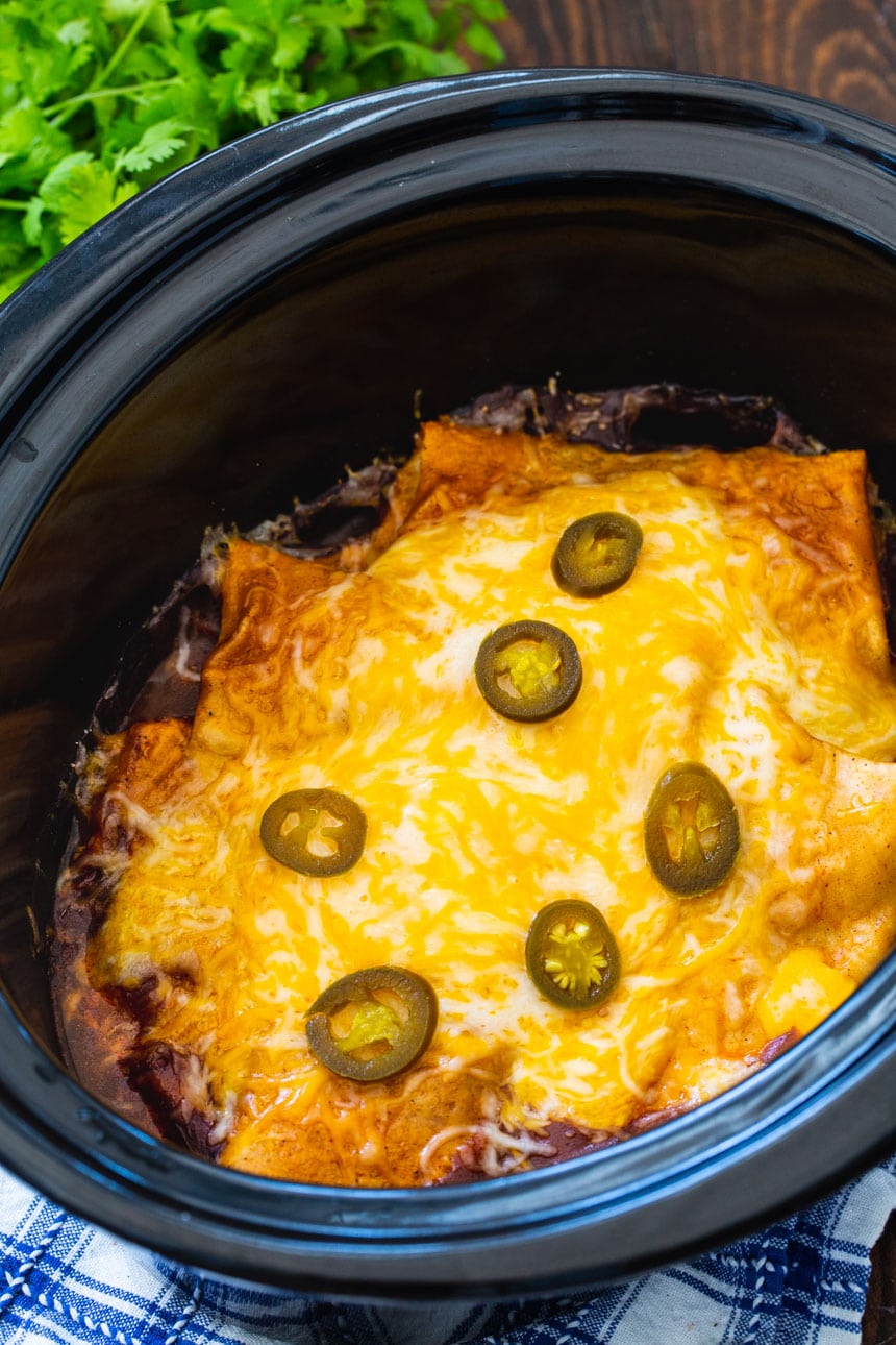 3-Ingredient Smother Burritos in a slow cooker
