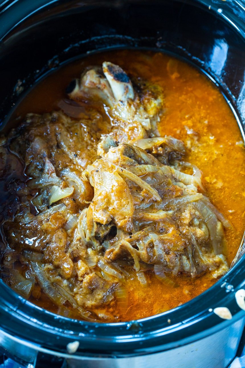 Slow Cooker Smothered Pork Chops in a crock pot