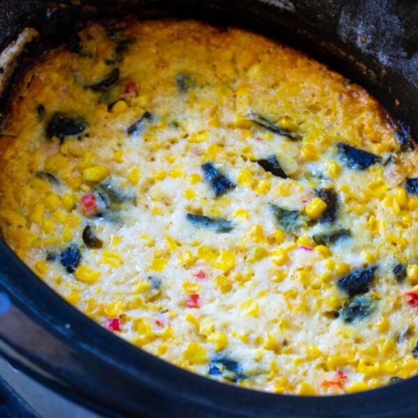 Corn Casserole in a slow cooker.