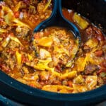 Cabbage Beef Soup in a slow cooker.