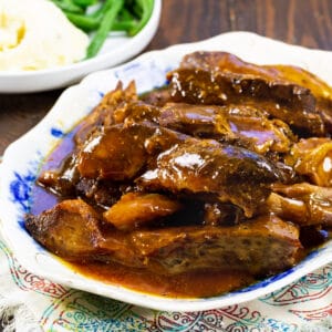 Slow Cooker Sweet and Sour Country Ribs on a platter.