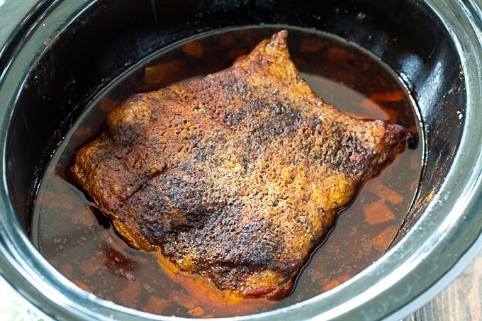 Slow Cooker Beef Brisket in a 6-quart crock pot